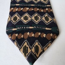 Surrey Tie 100% Silk Mens Necktie Geometric Made In USA 3.75" x 62" Black Brown