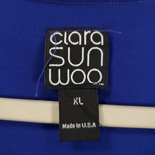 Clara Sun Woo Tunic Womens XL Blue Asymmetric Hem Draped Layered Top Ruched - Picture 5 of 9