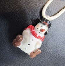 Vintage 1990's 1" Tall Resin Sitting Snowman Christmas Tree Ornament