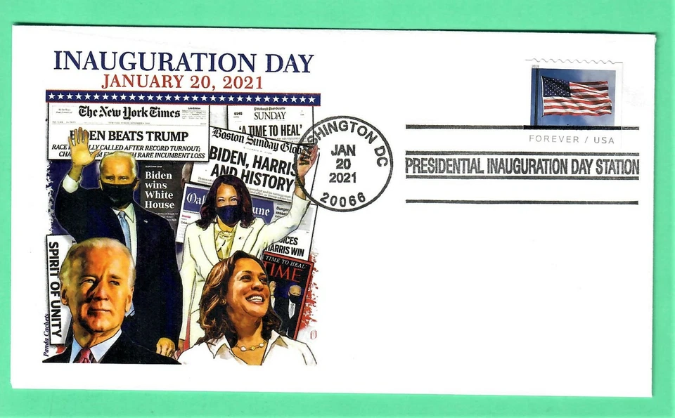 BIDEN-HARRIS 2021 INAUGURATION COVER, PANDA CACHET - STANDARD 4-BAR CANCEL - Image 2 of 2