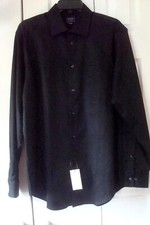 Mens Dress Shirt Arrow  Black Fitted Size Large
