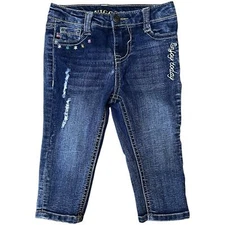 Vigoss Girls The Miami Denim Blue Jeans Distressed Capri size 4T