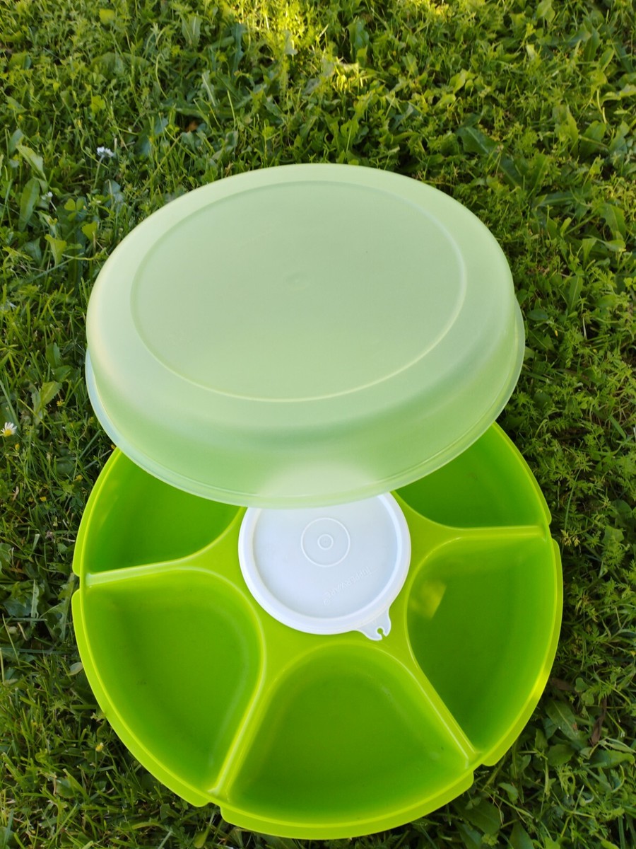 Plateau De Service Tupperware Vintage Avec Compartiments - Blanc - 21x21cm