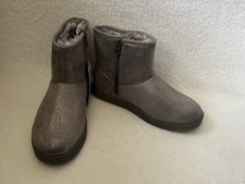 Cat  Jack Winter Boots Girls Sz 2 Holland Faux Fur Shearling Zipper Gray