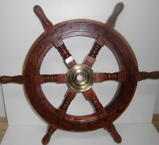 Schiffssteuerrad aus Holz und Messing 60 cm breit - neu