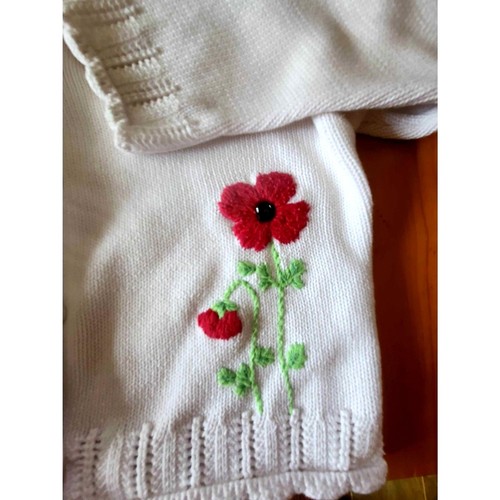 Vintage Gymboree Poppies Floral Sweater Embroidered Sz 4 - Picture 3 of 4