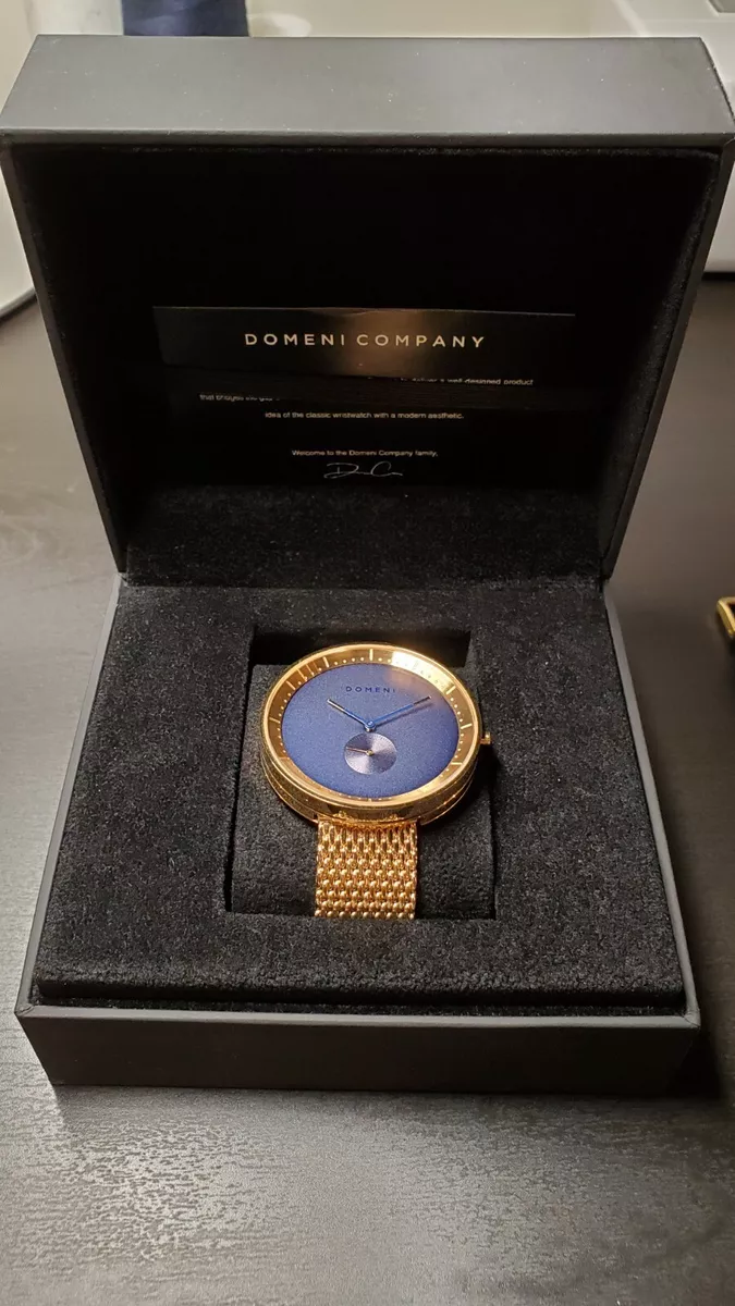 DOMENI CO 40mm Gold Signature Series Blue Dial in Milanese Mesh