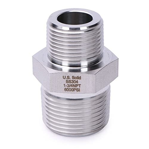 U.S. Solid 1pc Stainless Steel Pipe Fitting Hex Nipple MNPT 1" x MNPT 3/4" - Picture 1 of 8