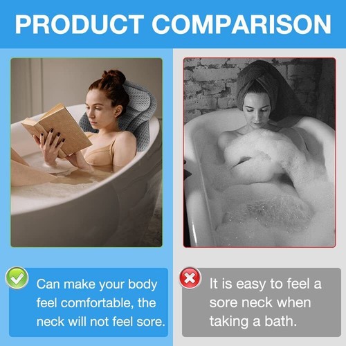 Bath Pillow Non Slip Relaxing Bathtub Cushion Ergonomic Spongy Spa Headrest New - Picture 13 of 18