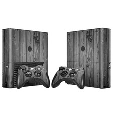 Xbox 360 E Skin Design Foils Sticker Screen Protector Set - Gray Wood Motif