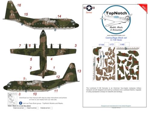 TopNotch C-130 "SEAC" Hercules camouflage scheme vinyl mask set - Afbeelding 1 van 1