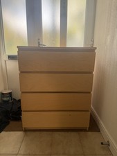 IKEA MALM 4 Drawer Chest Oak Veneer – Good Condition – Assembled – RRP £99