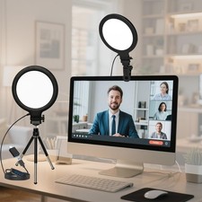 Computer Video Conference Lighting for Zoom: 6in Dimmable 3200K-6500K Ring Li...