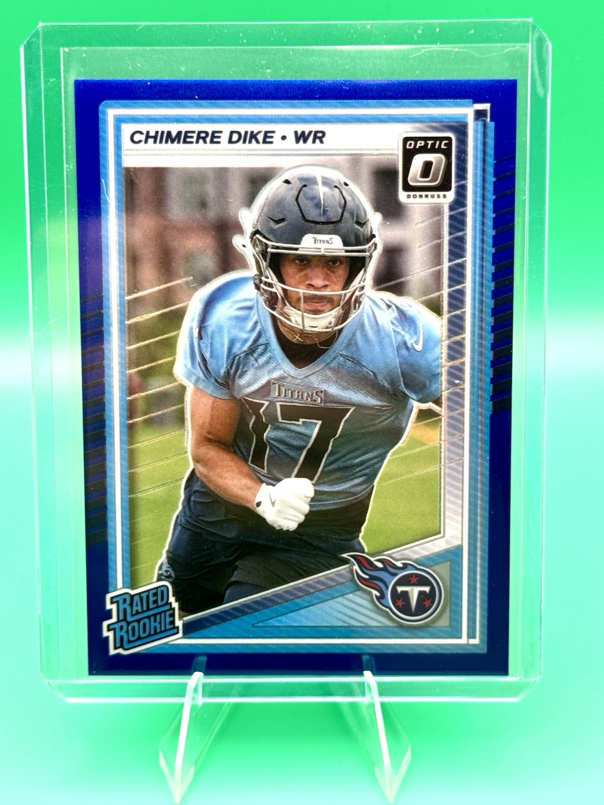 2025 Panini Donruss Optic Chimere Dike #269 Rookie Blue Prizm #/249 Titans MINT