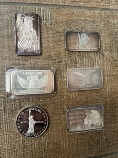 6 Assorted 1 Ounce Silver Bars And Rounds (6 Total Ounces)