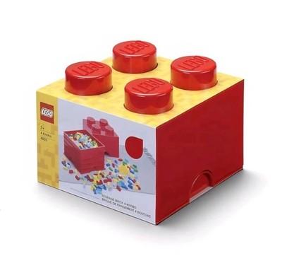 OFFIZIELLE LEGO ROT DURCHSICHTIG AUFBEWAHRUNGSBOX STEIN WÜRFEL 4 NOPPEN 2X2 