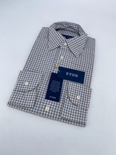 Eton Dress Shirt Mens M 15 1/2 - 39 Multi Plaid Slim Fit Business Button Up