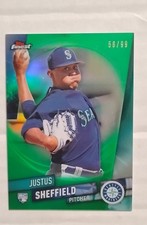 2019 Topps Finest - Justus Sheffield #64 Green Refractor /99 (RC)