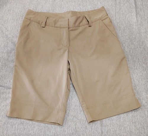 Adidas Climalite Damenshorts 6 hellbraun khaki Golf Bermuda Stretch Leistung gebraucht, in einwandfreiem Zustand