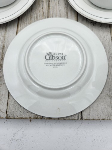 Gibson Elite White Hobnail silver Cup and Saucer set Beaded Replacement Set Of 3 - Picture 3 of 14