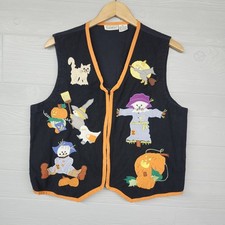 Vintage GALLAGHER Halloween Embroidered Vest Womens Size XL