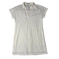 prAna Ivory Eyelet Detail Lined Dress Womens M Preppy Boho 
