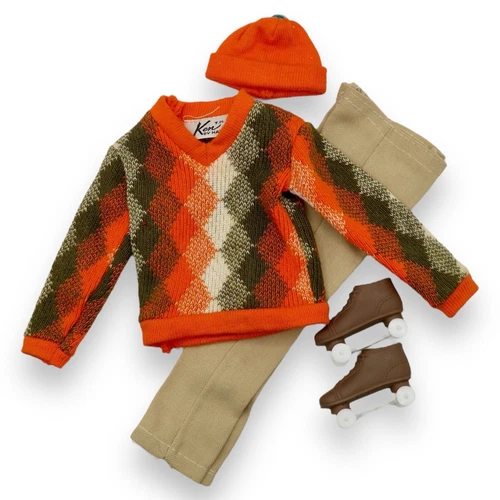 Vtg Ken 1964 Roller Skate Date Outfit #1405 Sweater Pants Hat Skates Mattel