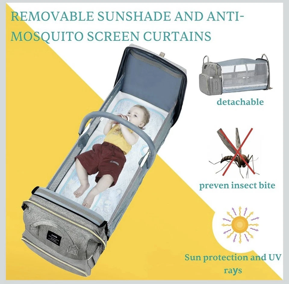 Bolsas de pañales mochila para bebé niño: bolsa de bebé grande para niños niñas mamá gris Foto 2 de 4