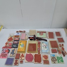 Huge Lot of Rubber Stamps Ink Pads Glitter Embossing Powders-Craft Supplies 50