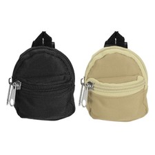 Mini Doll Zipper Backpack, Tiny Doll Backpack Black/Dark Khaki, 2pcs 