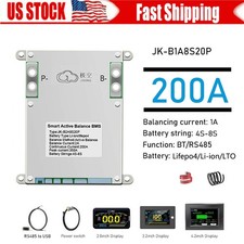 JK Smart BMS 4S-8S 200A Li-ion LiFePo4 LTO BMS w/1A Active Balance BT/RS485 lot
