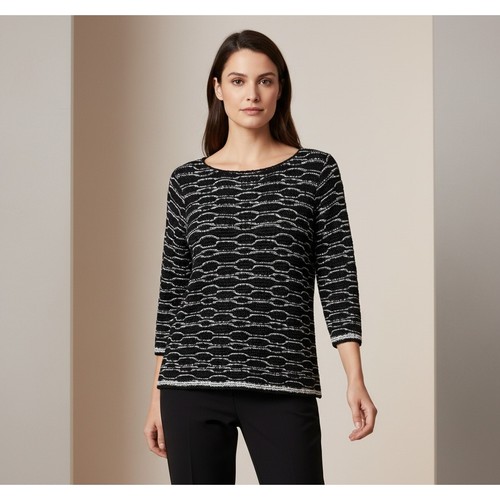 NEW Lumiere S Black White Knit Stitchy Sweater Womens Y2K Glam Dressy Shimmer