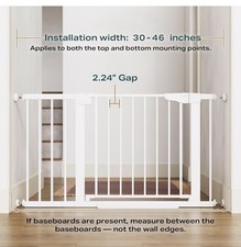 New  Cumbor 30-46" Baby Gate for Stairs,Auto Close Dog Gate for Doorways White