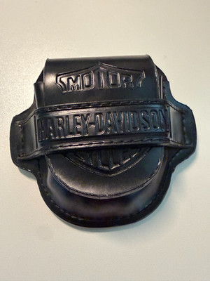 Harley-Davidson Leather Belt Clip Key Holder   Embossed Logo   Black   Vintage