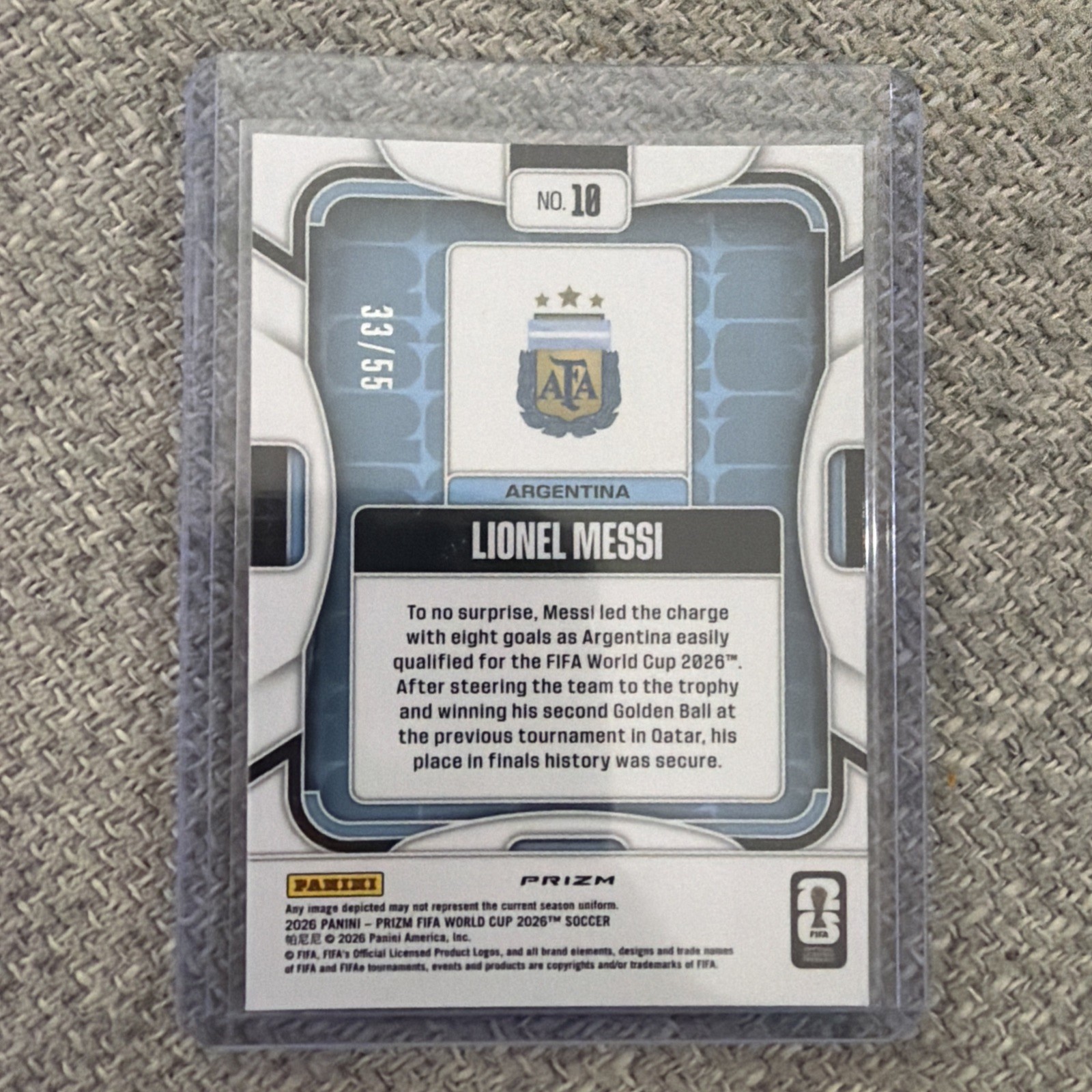 2026 Panini Prizm FIFA World Cup #10 Lionel Messi Argentina blue wave /55 view 2