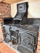 an original herald victorian cast iron double fire/oven range 19th century