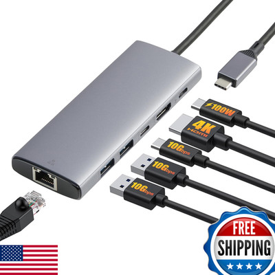Retailer Basics 6-In-1 Usb-C 3.2 10G Hub Multiport Adapter 100W Power Delivery 4