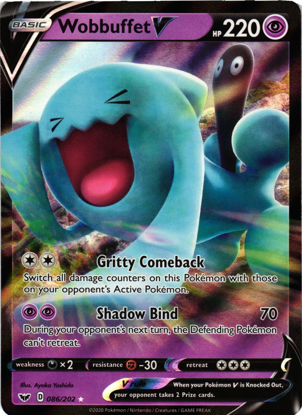 Pokemon TCG Wobbuffet V 086/202 Sword & Shield NM