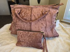 'Mari Lassa' Handmade Leather "Zipper Suitcase" W/ Matching Clutch. New With Tag