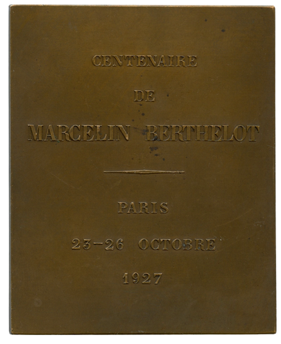 FRANCE 1927 CHEMIST MARCELIN BERTHELOT CENTENARY BRONZE MEDAL, CHAPLAIN 71X57MM - Picture 2 of 4