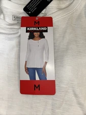 Kırkland Ladies Cotton Slub Tee Medium White