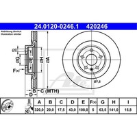 ATE 2X Bremsscheibe Hinten Ø320 Mm BelüFtet FüR Volvo XC60 II 246 2.0 D4 XC90