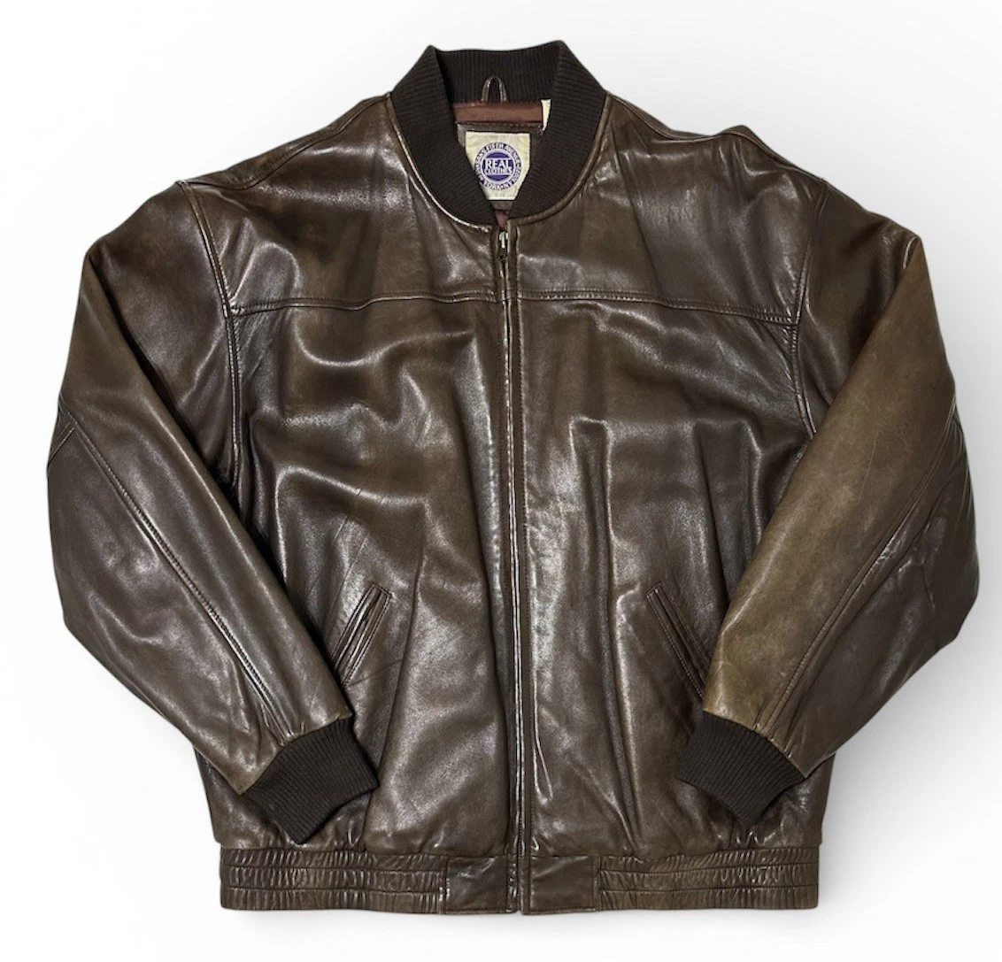 90's□USA製□SAKS FIFTH AVENUE【M】レザージャケット 茶 90's□USA製