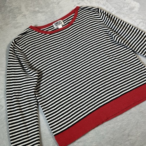 Vtg Chicos Design Preppy Striped Top M Linen Blend Euro Chic Paris Tomato Girl
