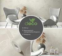 BläTtermuster Vliestapete Pvc-Frei – Beige, Weiß