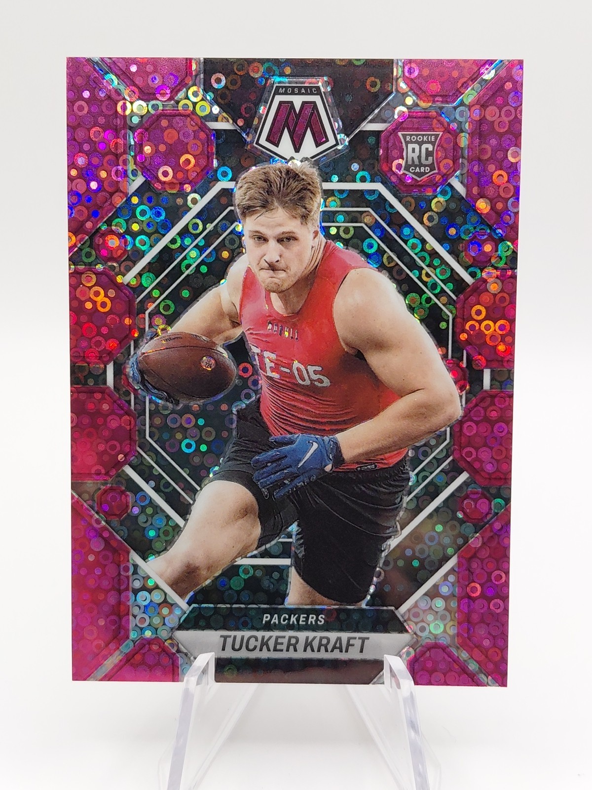 2023 Panini Mosaic Tucker Kraft /20 Pink No Huddle Prizm #368 Rookie Packers