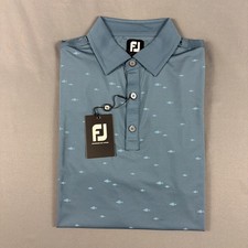 FootJoy Golf Shirt Polo Sleeve Logo School Of Fish Print Small Ink NWT MSRP 95