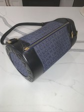 Authentic BVLGARI Logomania Bee Zero Shoulder Bag blue Black cylinder round Rare