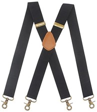 Timiot Mens Suspender 4 Swivel Strong Hooks Adjustable Braces Elastic Black