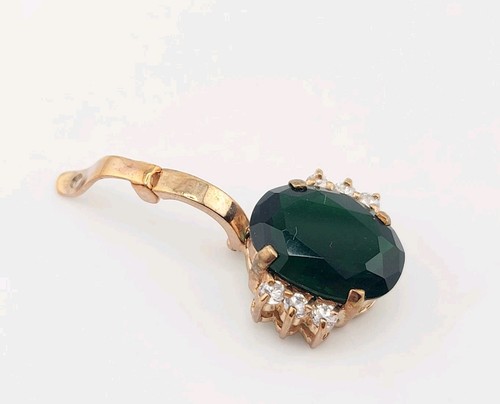 Vtg Pendant Flower 925 Vermeil Clear Green Cubic Zirconia Jewelry Enhancer #2of2 - Picture 6 of 7